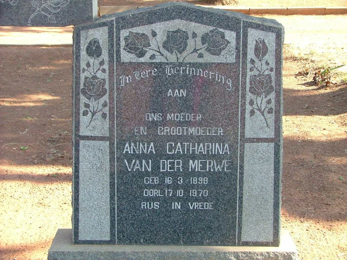 MERWE Anna Catharina, van der 1899-1970