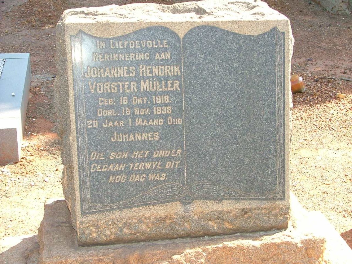 MULLER Johannes Hendrik Vorster 1918-1938