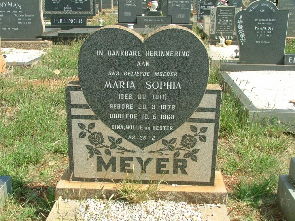 MEYER Maria Sophia nee DU TOIT 1876-1968