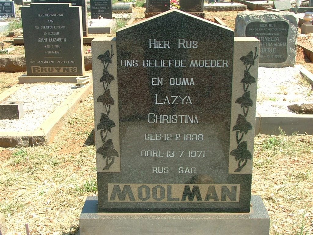 MOOLMAN Lazya Christina 1898-1971