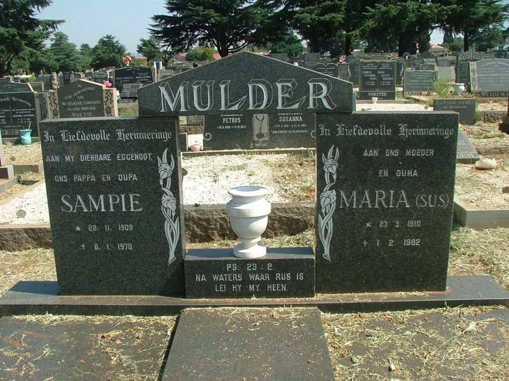 MULDER Sampie 1909-1978 &amp; Maria 1910-1982