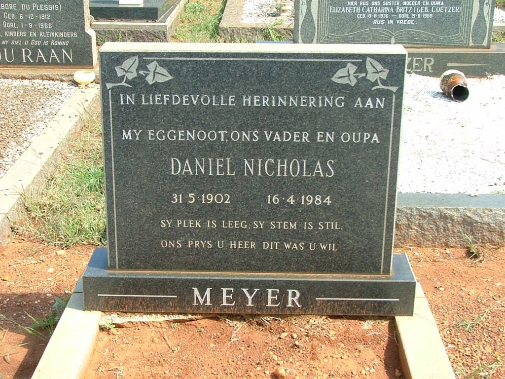 MEYER Daniel Nicholaas 1902-1984