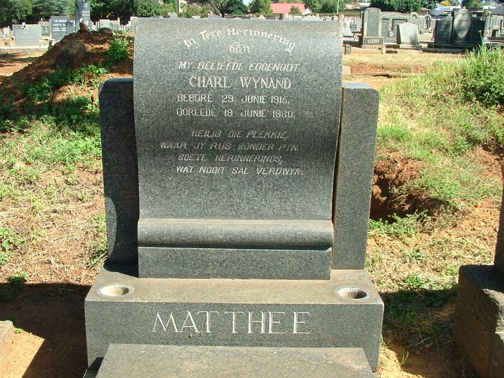 MATTHEE Charl Wynand 1915-1960