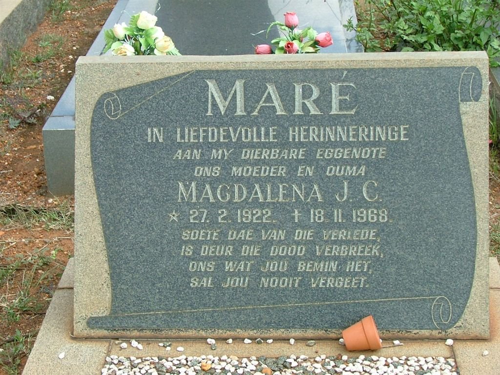 MARÉ Magdalena J.C. 1922-1968
