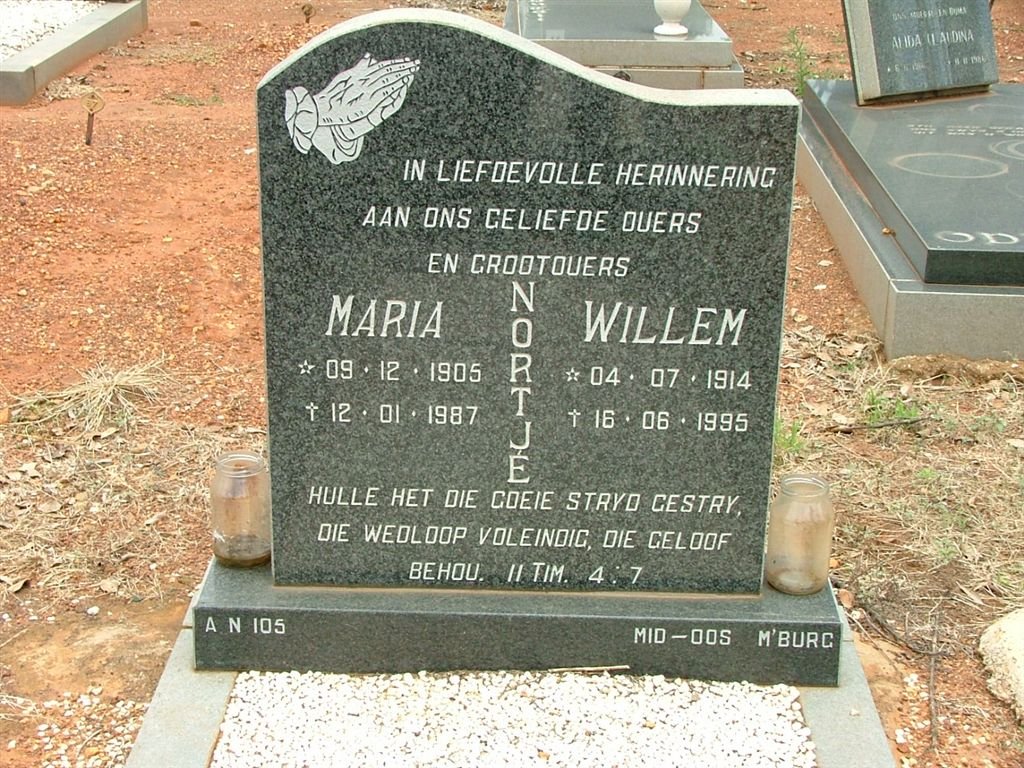 NORTJÉ Willem 1914-1995 &amp; Maria 1905-1987
