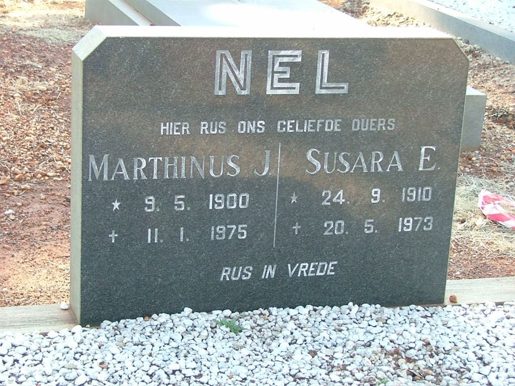 NEL Marthinus J. 1900-1975 &amp; Susara E. 1910-1973