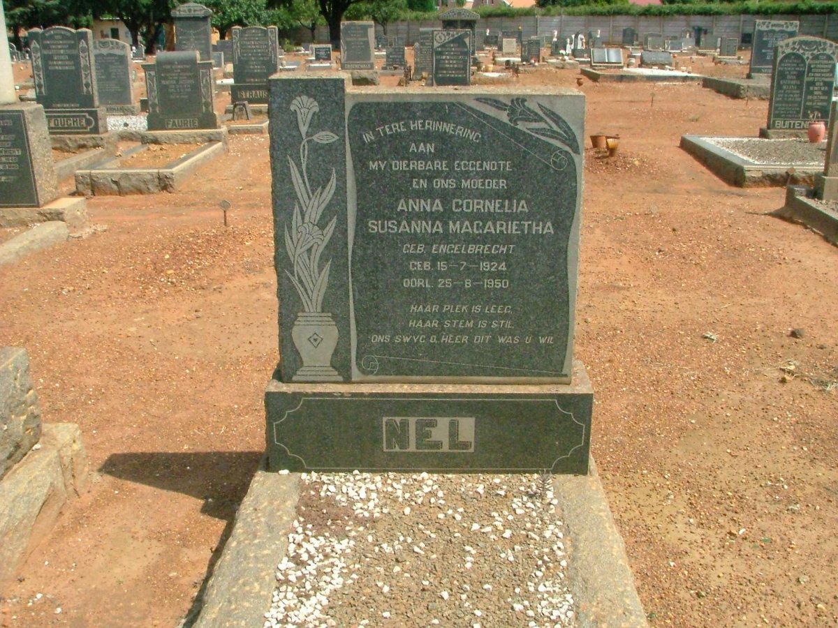 NEL Anna Cornelia Susanna Magarietha nee ENGELBRECHT 1924-1950