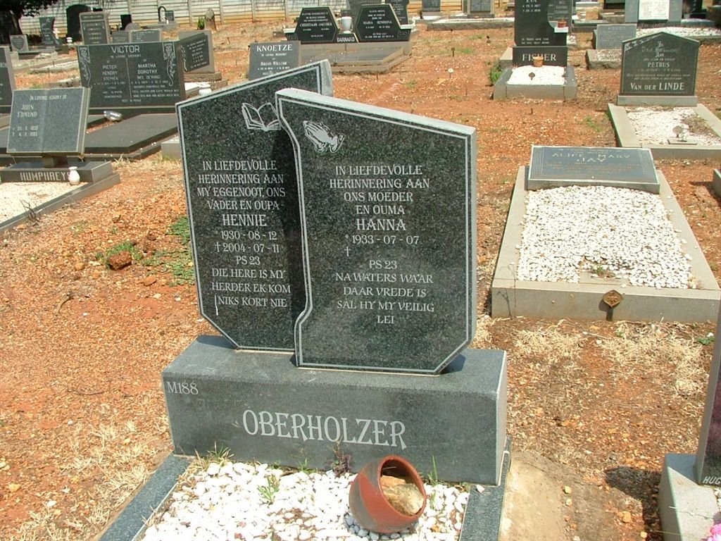 OBERHOLZER Hennie 1930-2004 &amp; Hanna 1933-