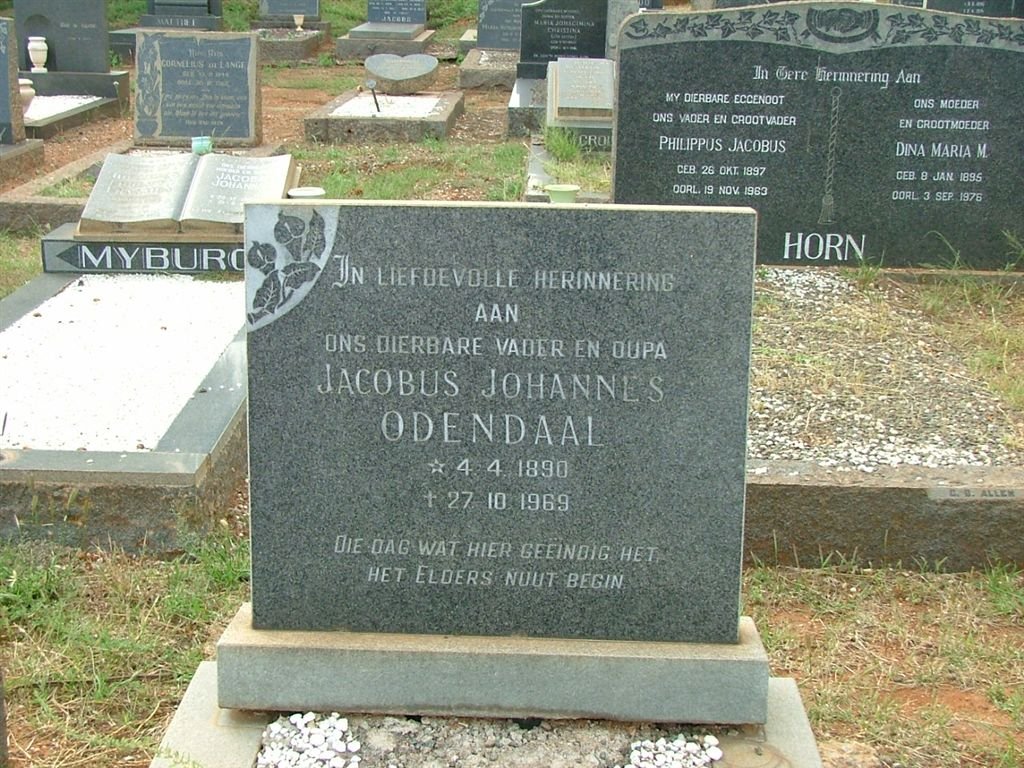 ODENDAAL Jacobus Johannes 1890-1969