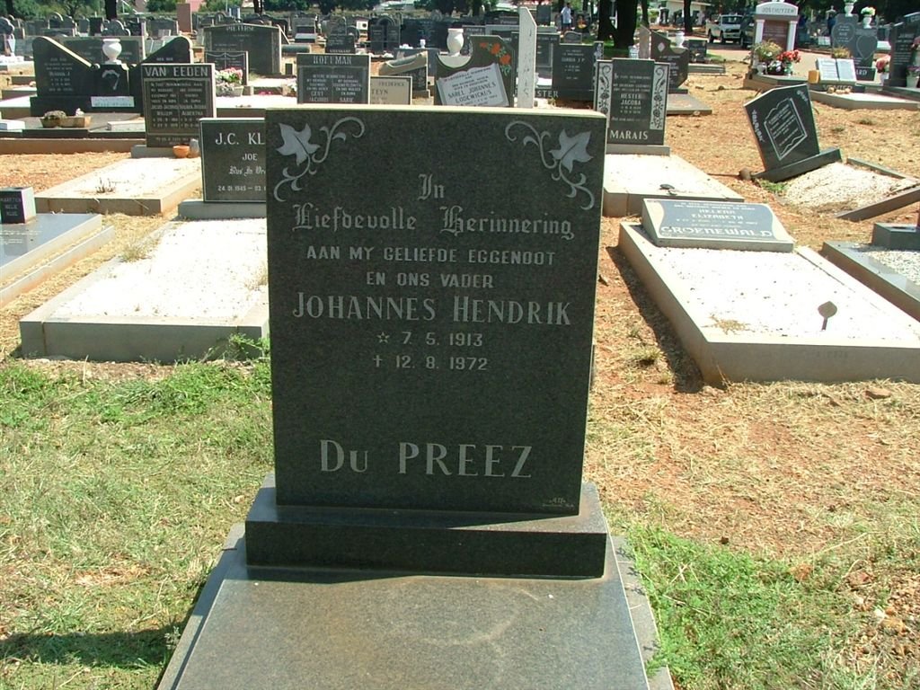 PREEZ Johannes Hendrik, du 1913-1972