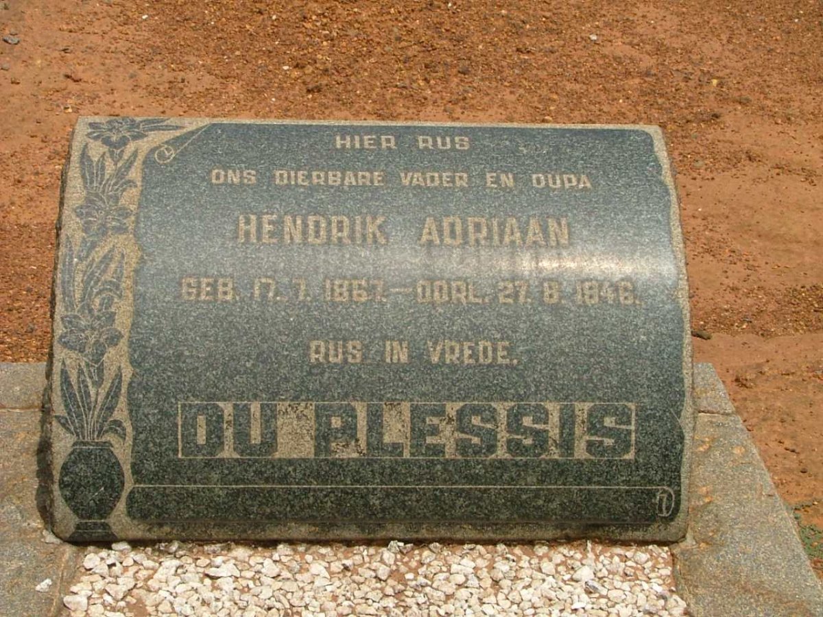 PLESSIS Hendrik Adriaan, du 1867-1946