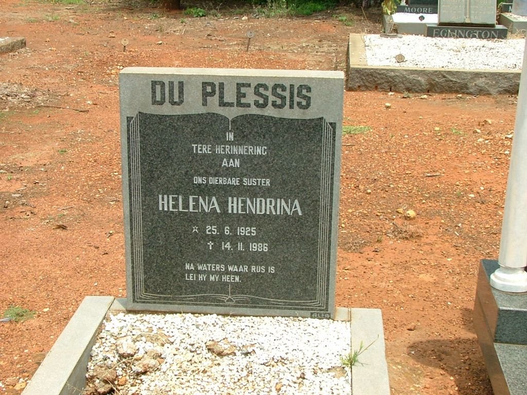 PLESSIS Helena Hendrina 1925-1986