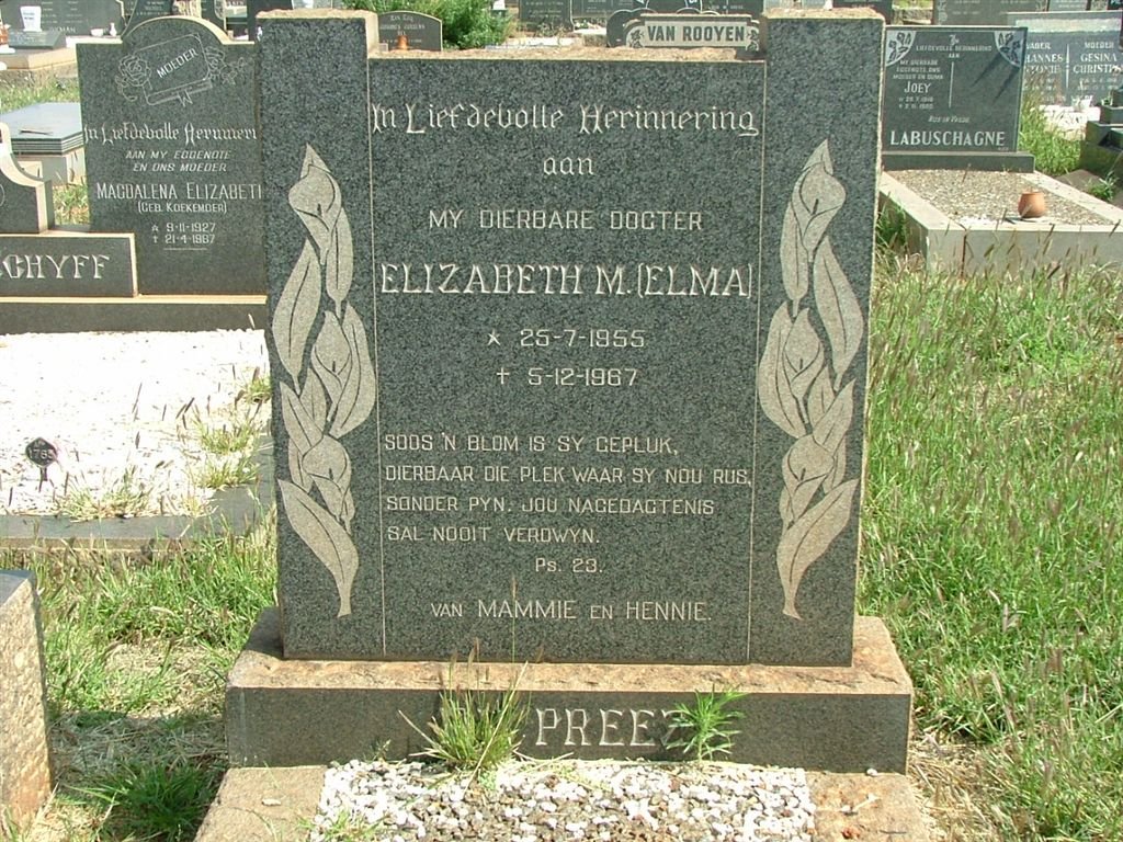 PREEZ Elizabeth M., du  1955-1967