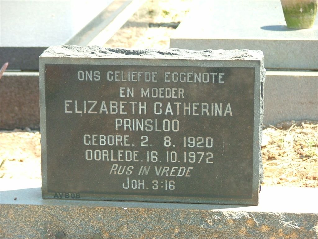 PRINSLOO Elizabeth Catharina 1920-1972