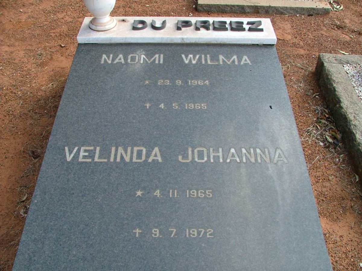 PREEZ Naomi Wilma, du 1964-1965 :: DU PREEZ Velinda Johanna 1965-1972
