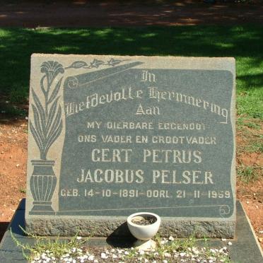 PELSER Gert Petrus Jacobus 1891-1959