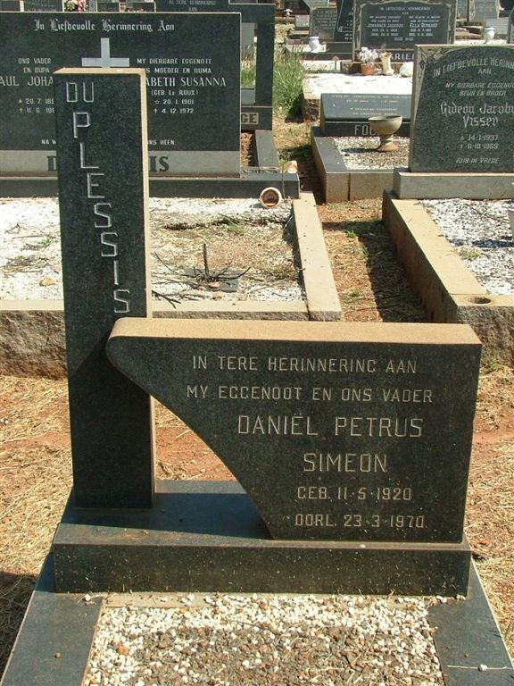 PLESSIS Daniel Petrus Simeon, du 1920-1970
