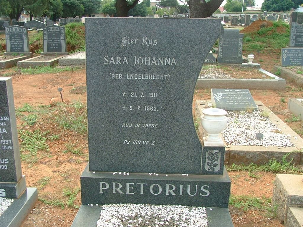 PRETORIUS Sara Johanna nee ENGELBRECHT 1911-1963
