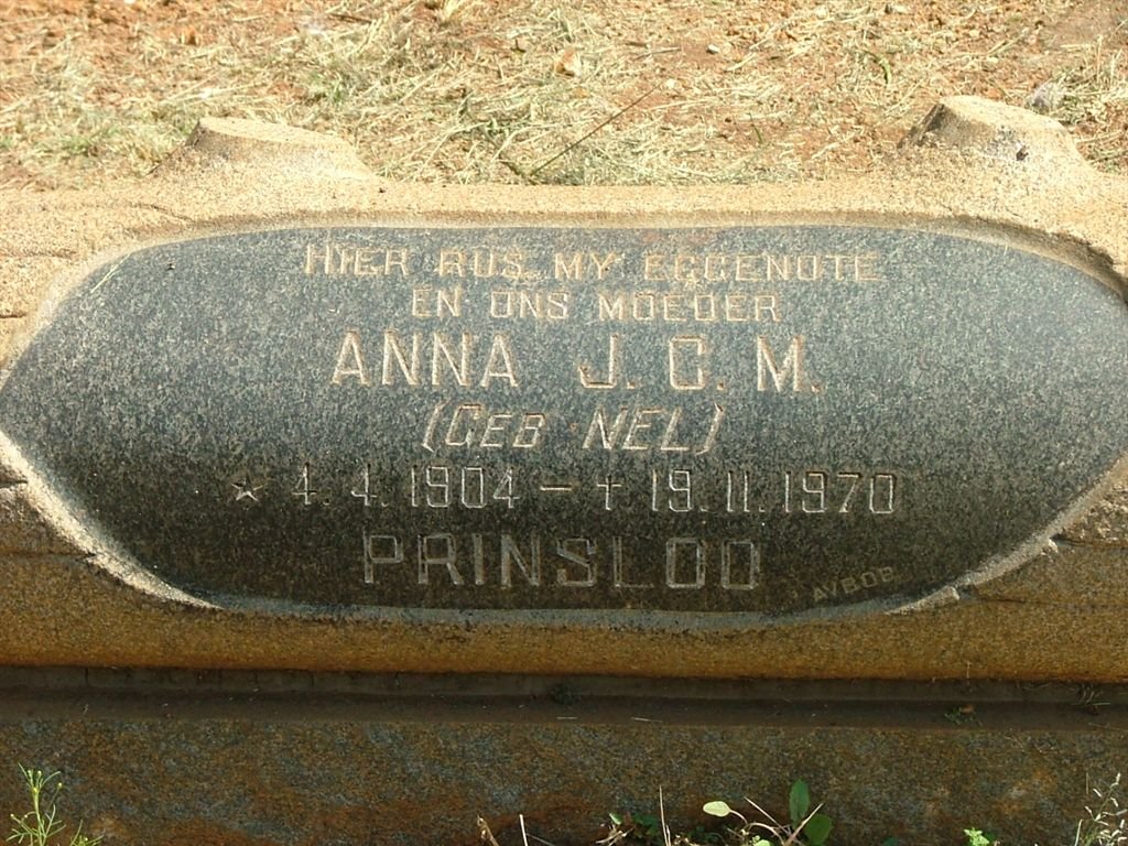 PRINSLOO Anna J.C.M. nee NEL 1904-1970