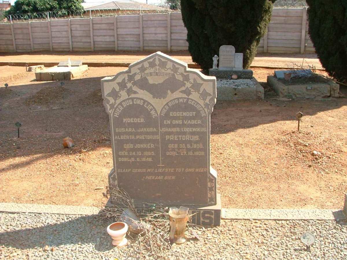 PRETORIUS Johannes Lodewikus 1858-1938 &amp; Susara Jakoba Alberta JONKER 1865-1948