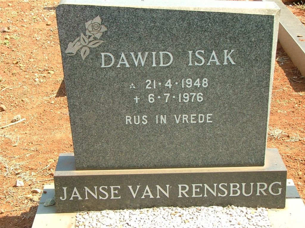 RENSBURG Dawid Isak, Janse van 1948-1976