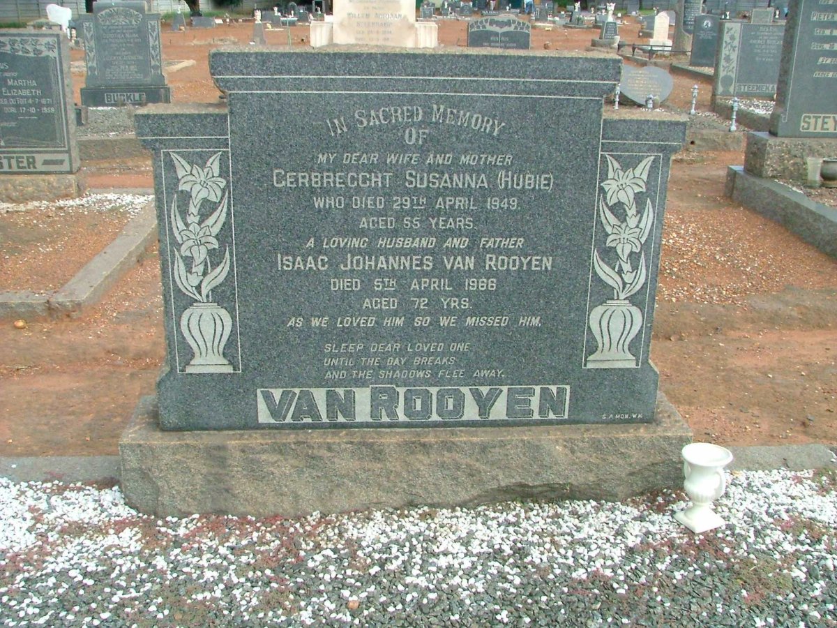 ROOYEN Isaac Johannes, van -1966 &amp; Gerbrecht Susana -1949