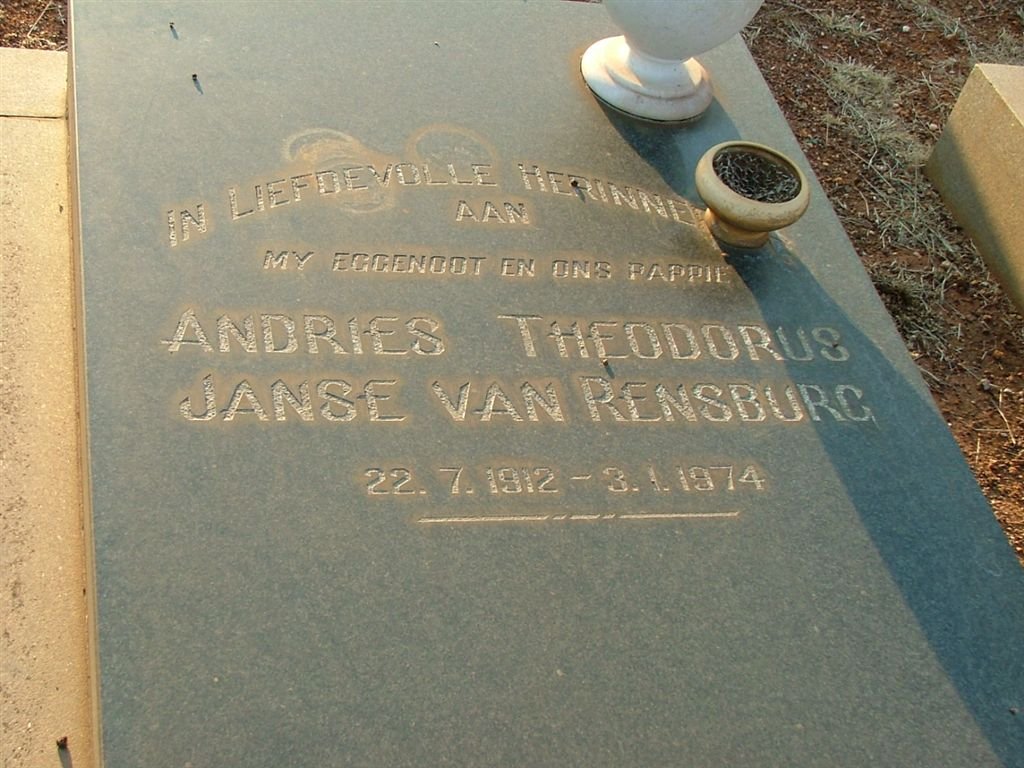 RENSBURG Andries Theodorus, Janse van 1912-1974