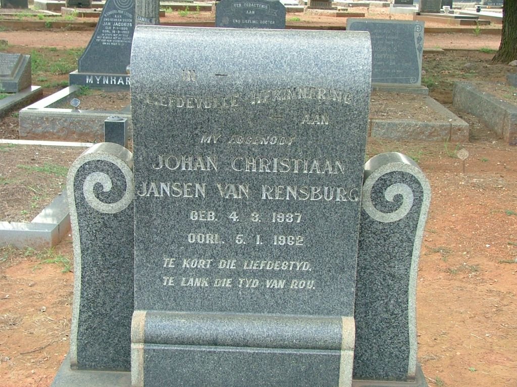 RENSBURG Johan Christiaan, Janse van 1937-1962 