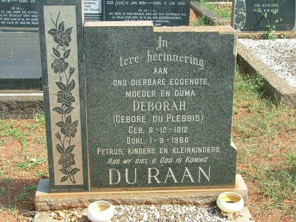 RAAN Deborah, du nee DU PLESSIS 1912-1966