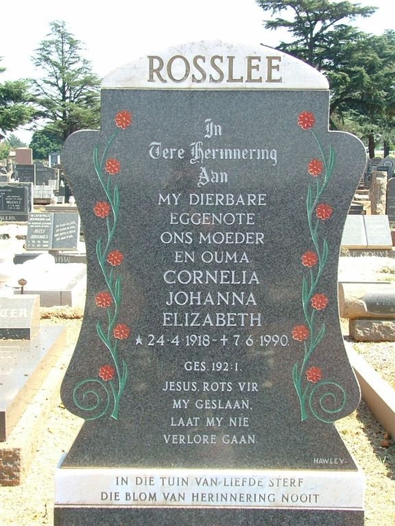 ROSSLEE Cornelia Johanna Elizabeth 1918-1990