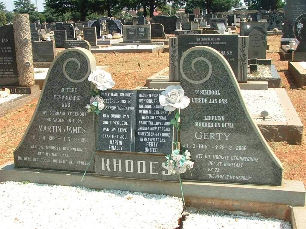 RHODES Martin James 1912-1981 &amp; Gerty 1915-2006