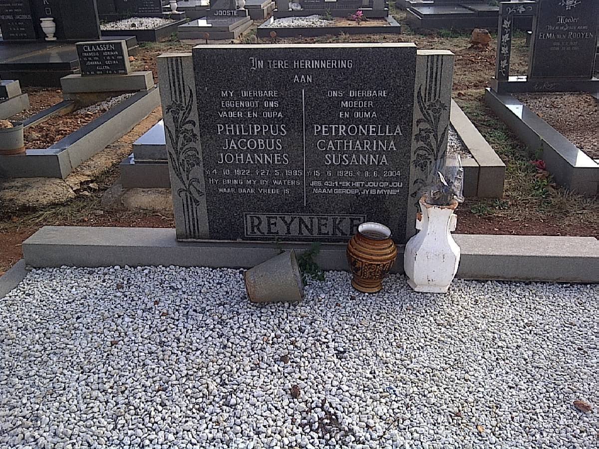 REYNEKE Philippus Jacobus Johannes 1922-1985 &amp; Petronella Catharina Susanna 1926-2004