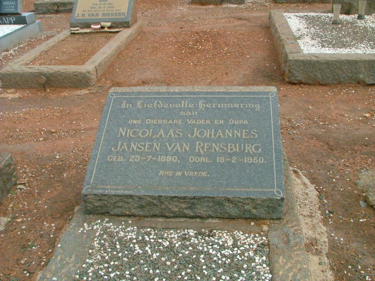 RENSBURG Nicolaas Johannes,  Jansen van  1880-1950