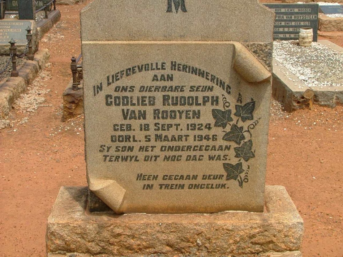 ROOYEN Godlieb Rudolph, van 1924-1946