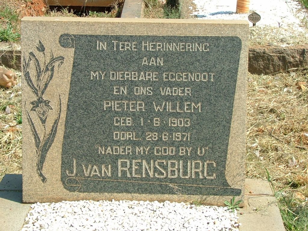 RENSBURG Pieter Willem, J. van 1903-1971