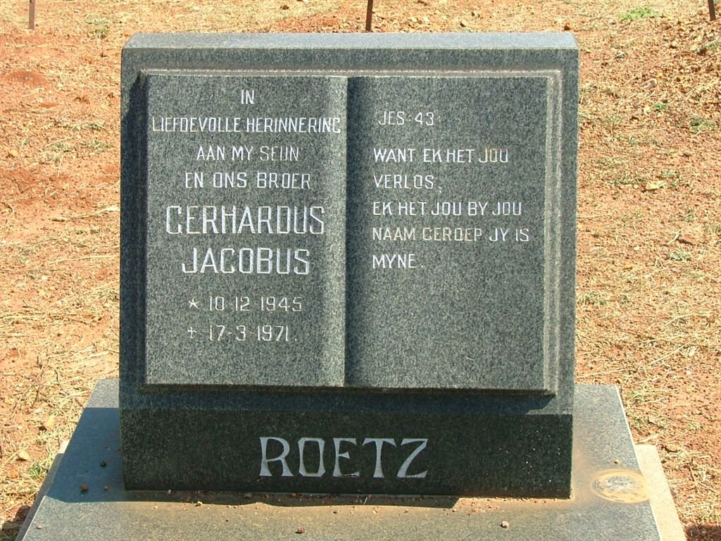 ROETZ Gerhardus Jacobus 1945-1971