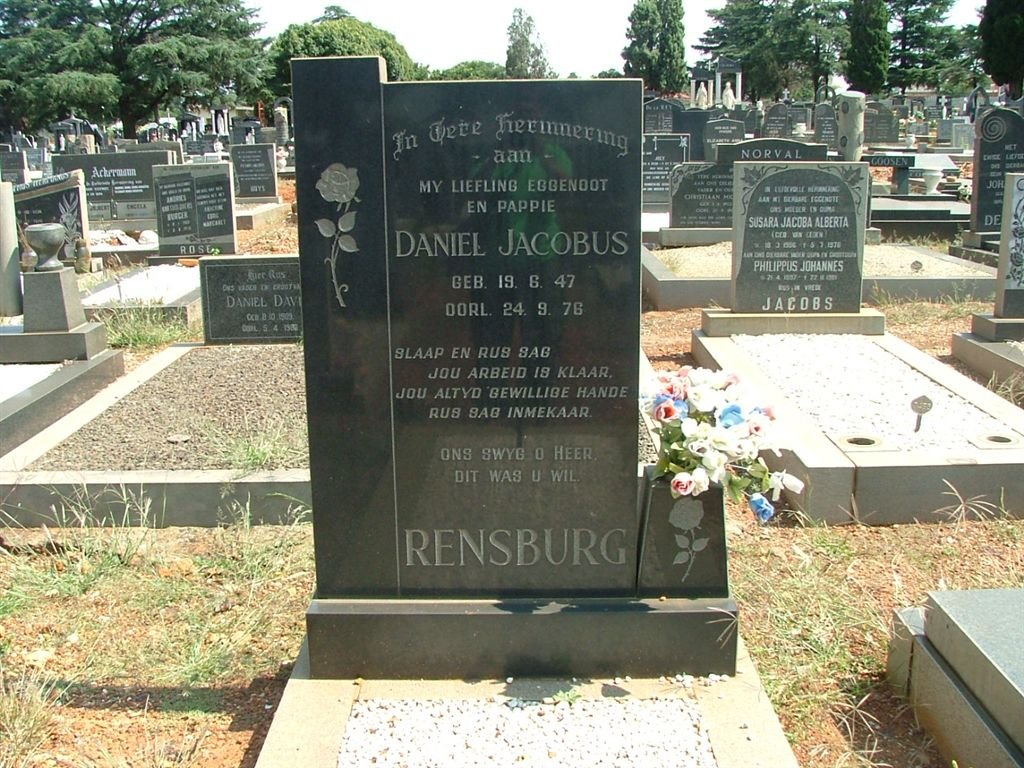RENSBURG Daniel Jacobus 1947-1976