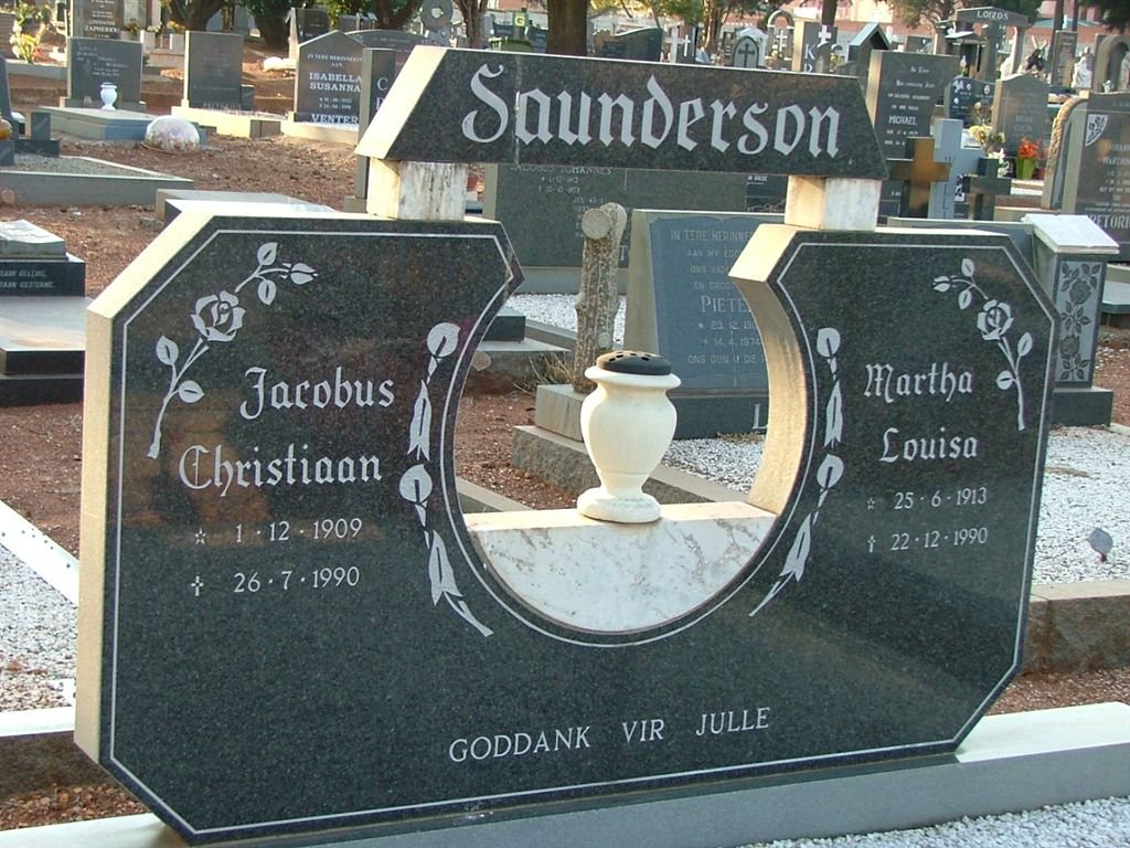 SAUNDERSON Jacobus Christiaan 1909-1990 &amp; Martha Louisa 1913-1990