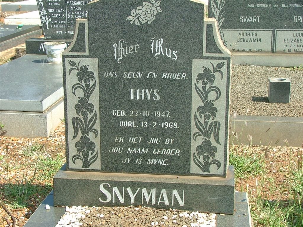 SNYMAN Thys 1947-1968