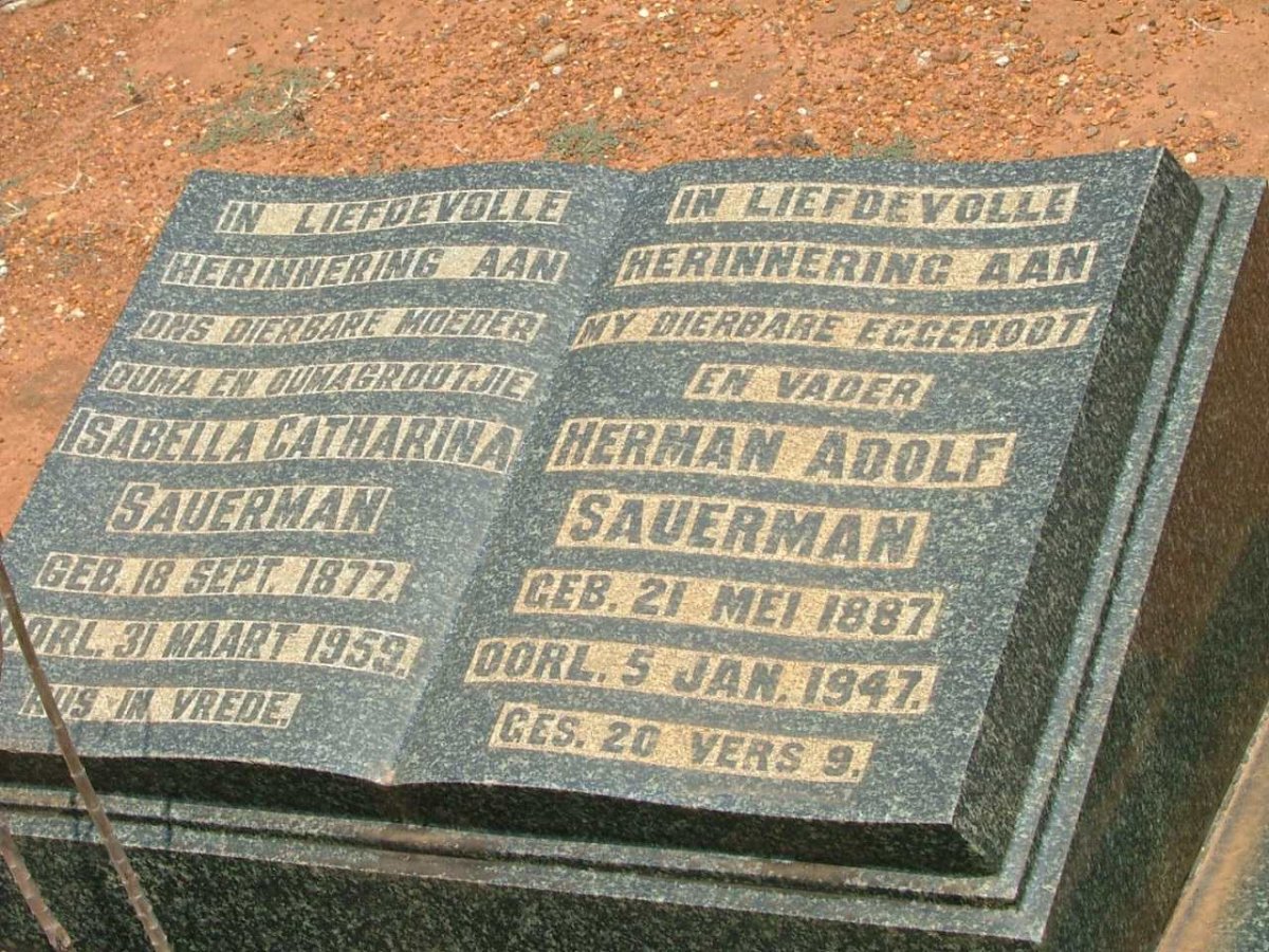 SAUERMAN Herman Adolf 1887-1947 &amp; Isabella Catharina 1877-1959