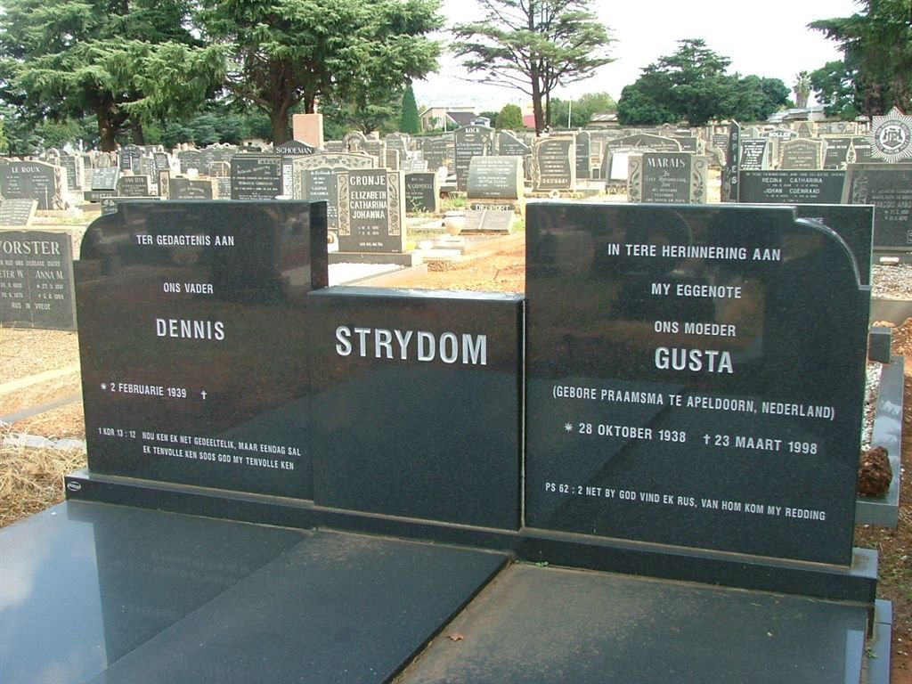 STRYDOM Dennis 1929- &amp; Gusta PRAAMSMA 1938-1998