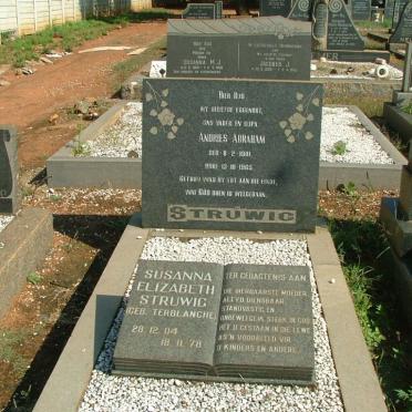 STRUWIG Andries Abraham 1901-1965 &amp; Susanna Elizabeth TERBLANCHE 1904-1978