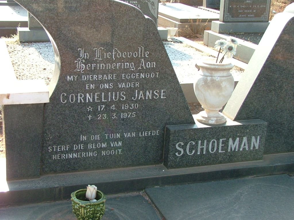 SCHOEMAN Cornelius Janse 1930-1975