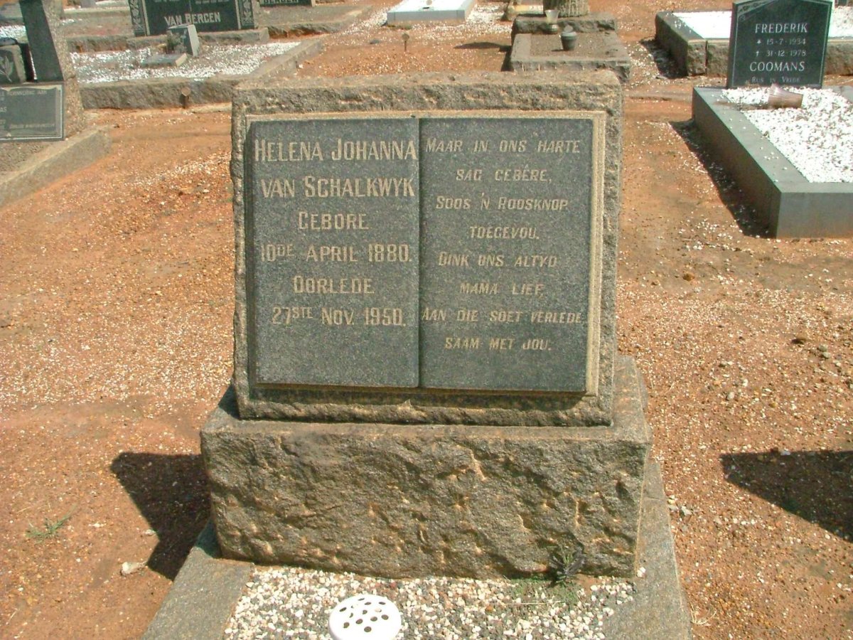 SCHALKWYK Helena Johanna, van 1880-1950