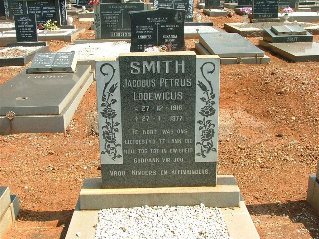 SMITH Jacobus Petrus Lodewikus 1916-1977