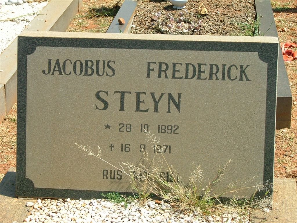 STEYN Jacobus Frederick 1892-1971