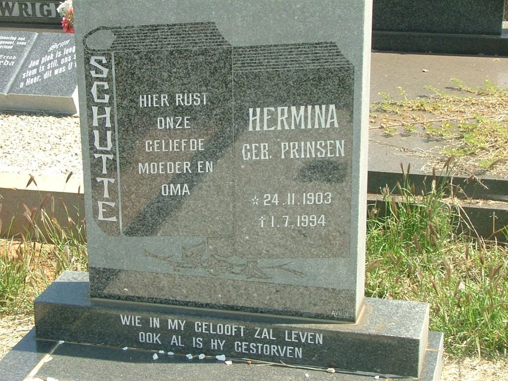 SCHUTTE Hermina nee PRINSEN 1903-1994