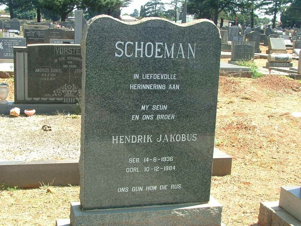 SCHOEMAN Hendrik Jakobus 1936-1984