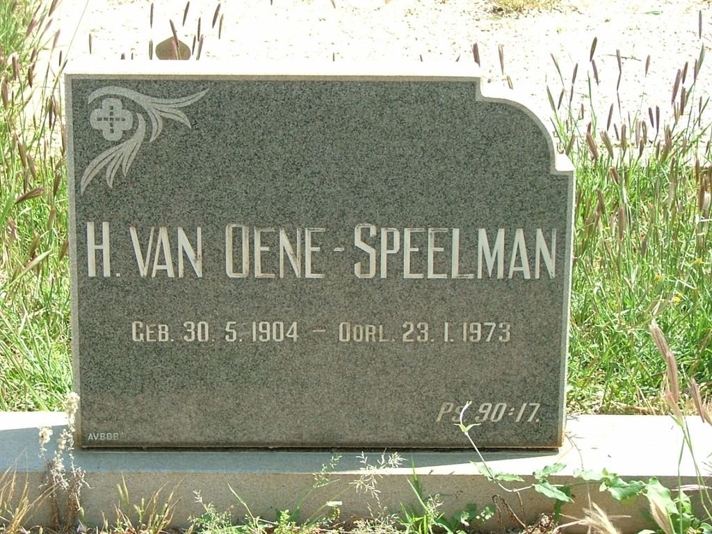 SPEELMAN H., Oene van 1904-1973