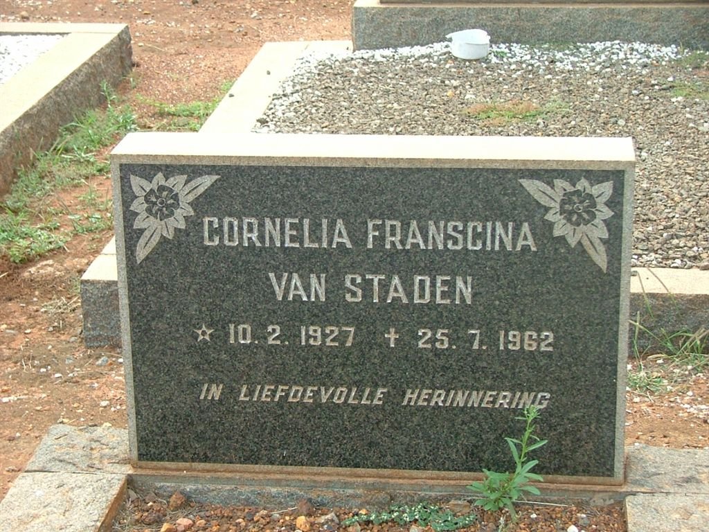 STADEN Cornelia Franscina, van 1927-1962